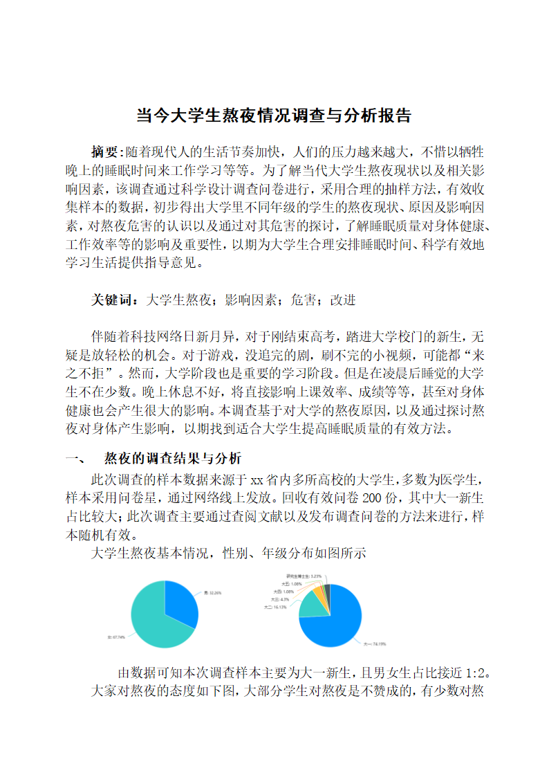 当今大学生熬夜情况调查与分析.docx第1页