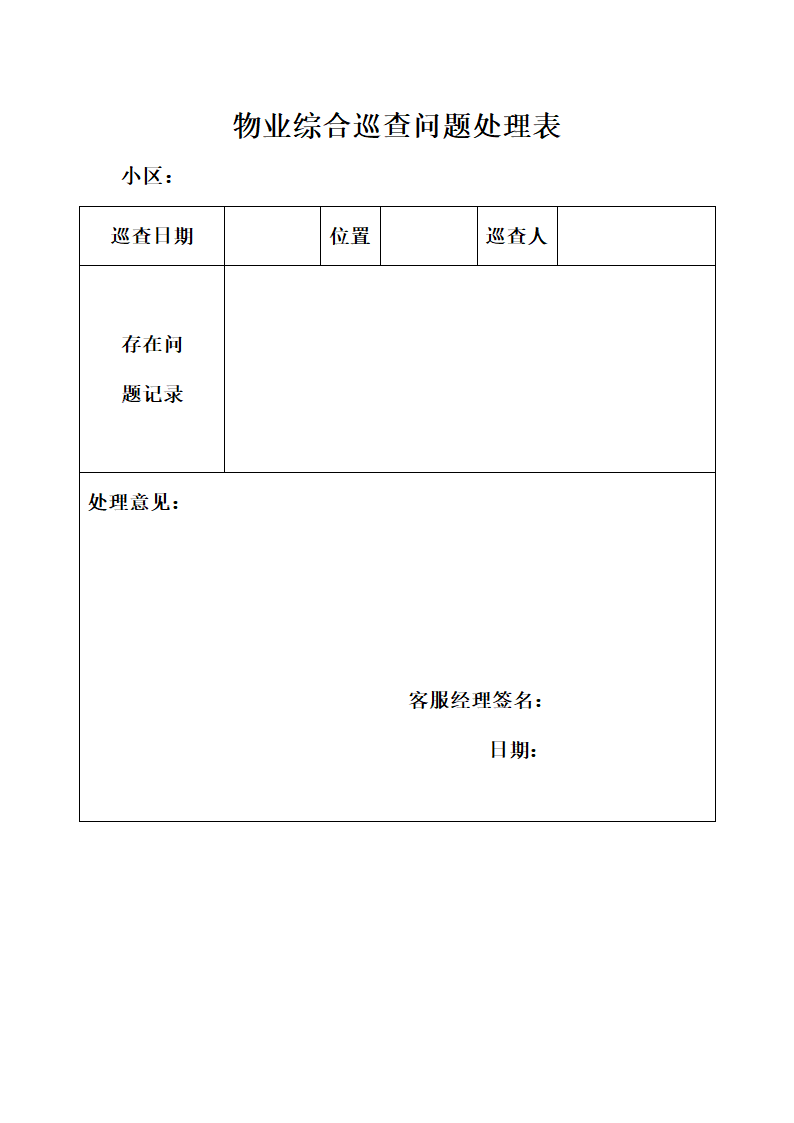 物业综合巡查问题处理表.docx第1页