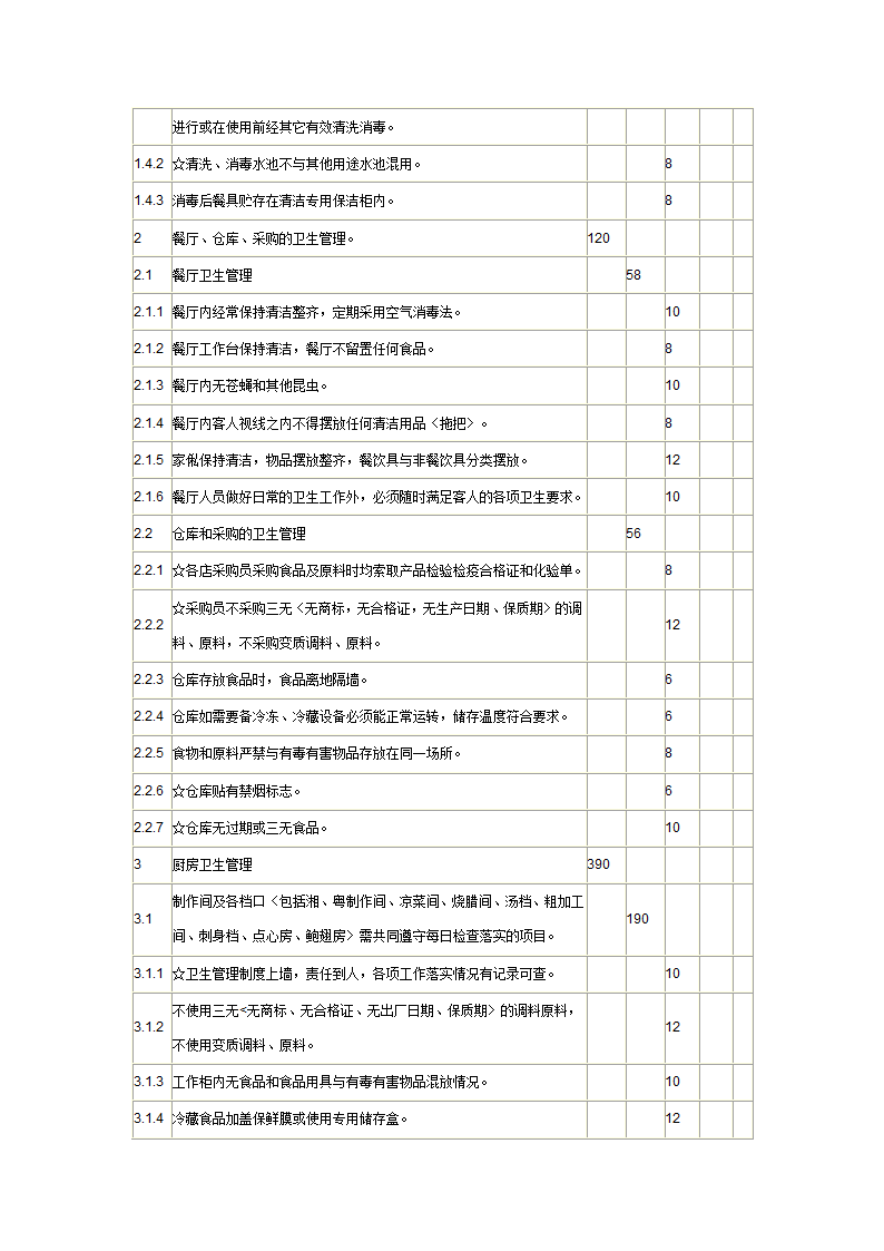 餐饮卫生检查表第3页