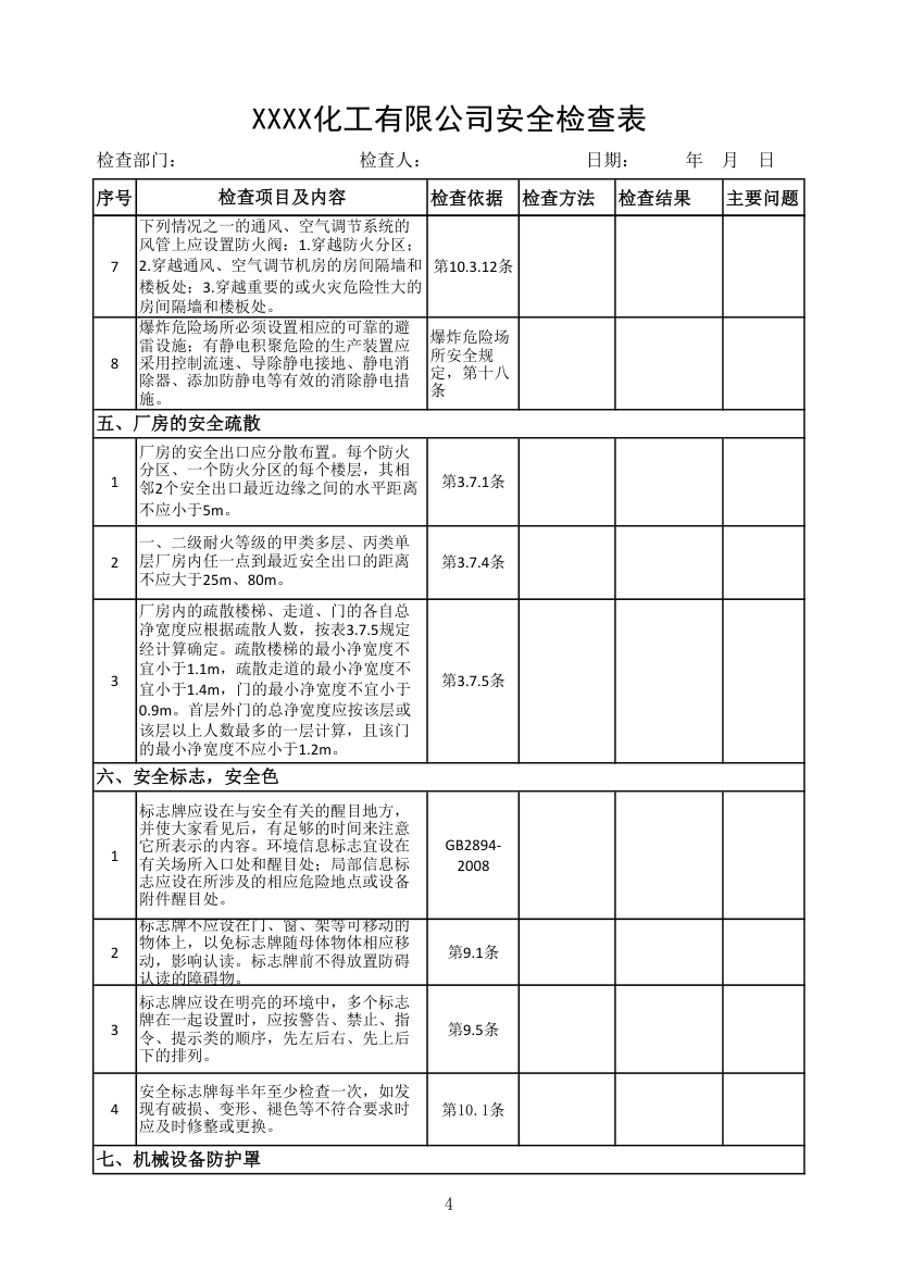 企业安全检查表第4页