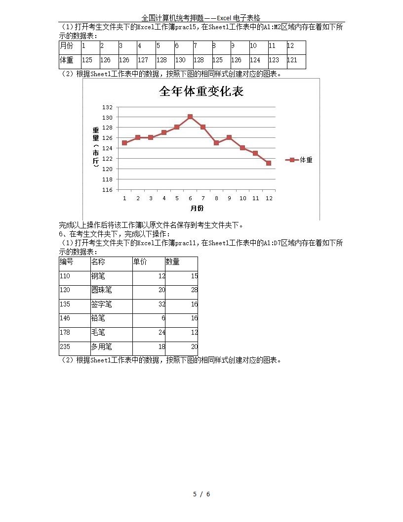 全国计算机统考押题——Excel电子表格第5页