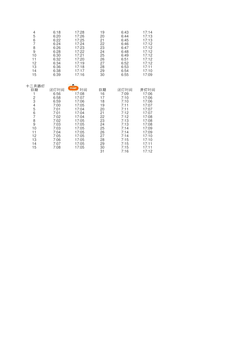 北京市路灯开闭时间表第4页