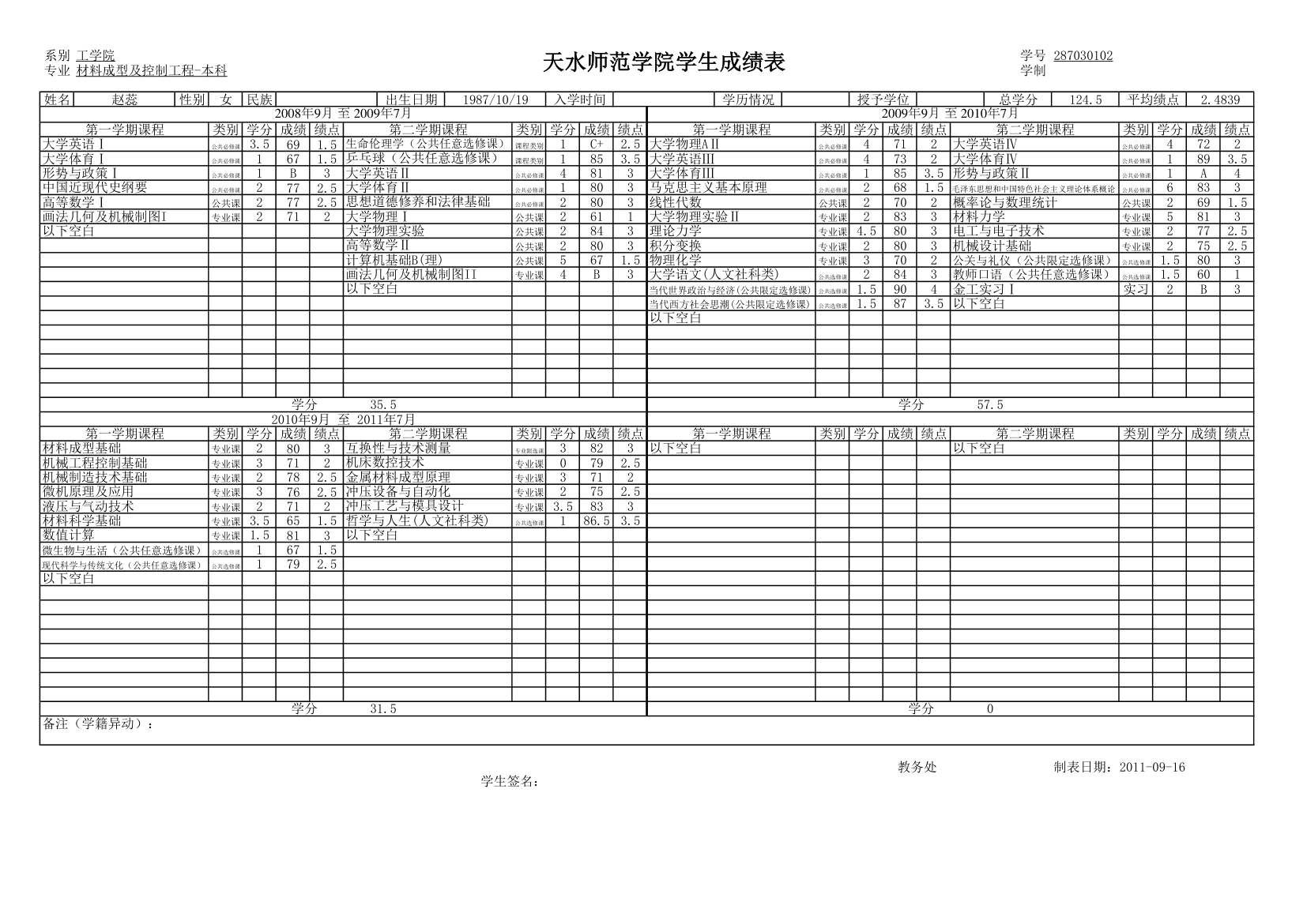 班级学生成绩单第3页