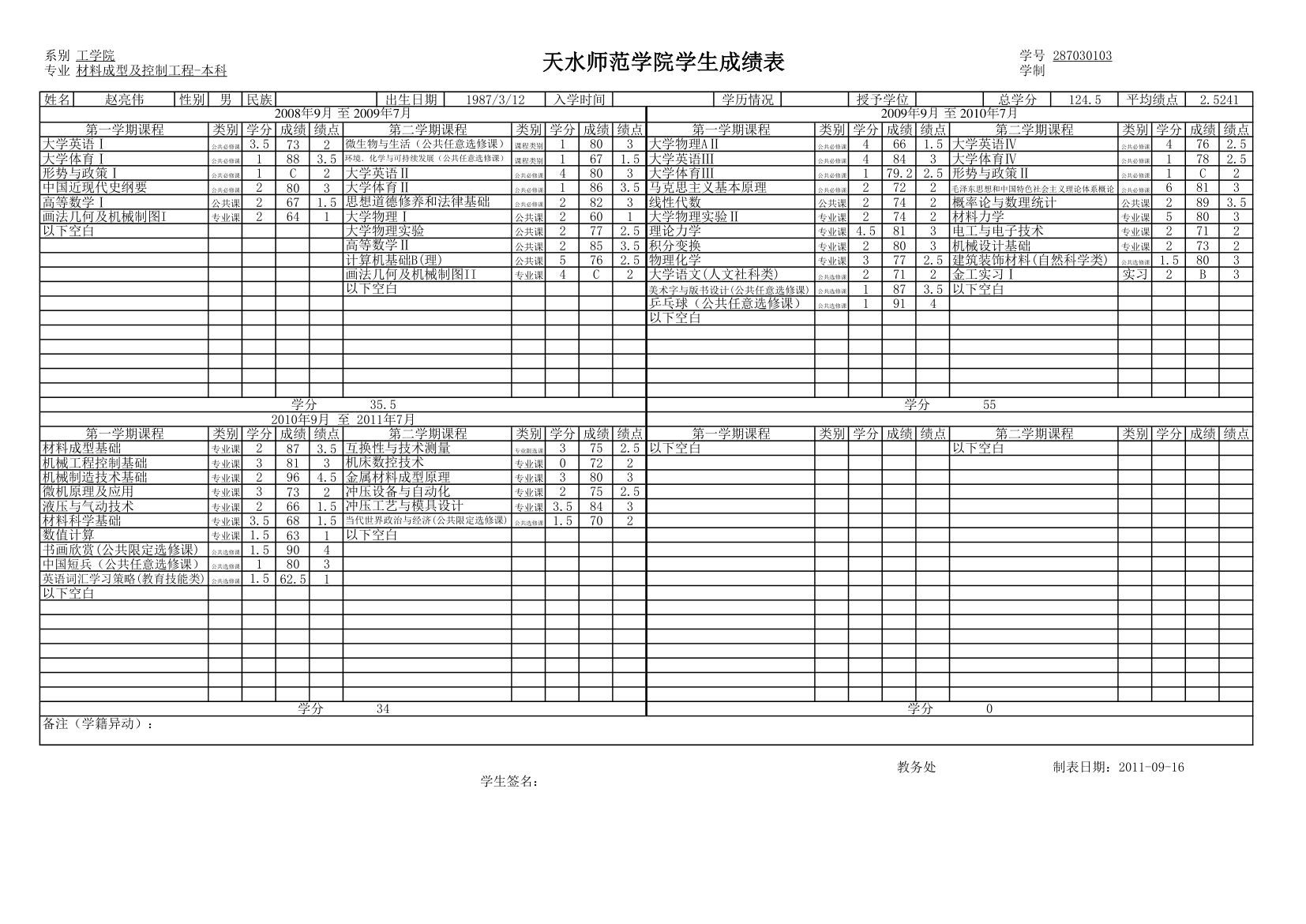 班级学生成绩单第4页