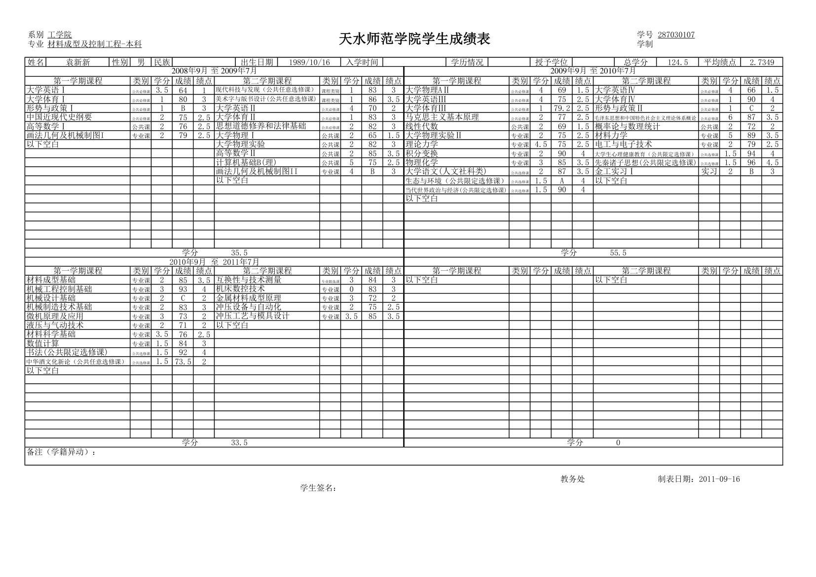 班级学生成绩单第6页