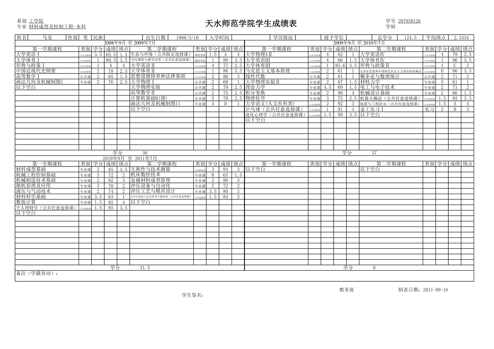 班级学生成绩单第21页