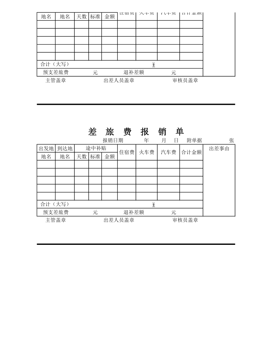 费用报销单空白第2页