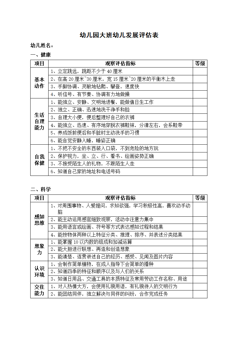 幼儿园幼儿发展评估表.docx第1页