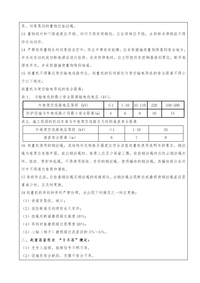 起重吊装作业安全技术交底记录工程.doc第2页