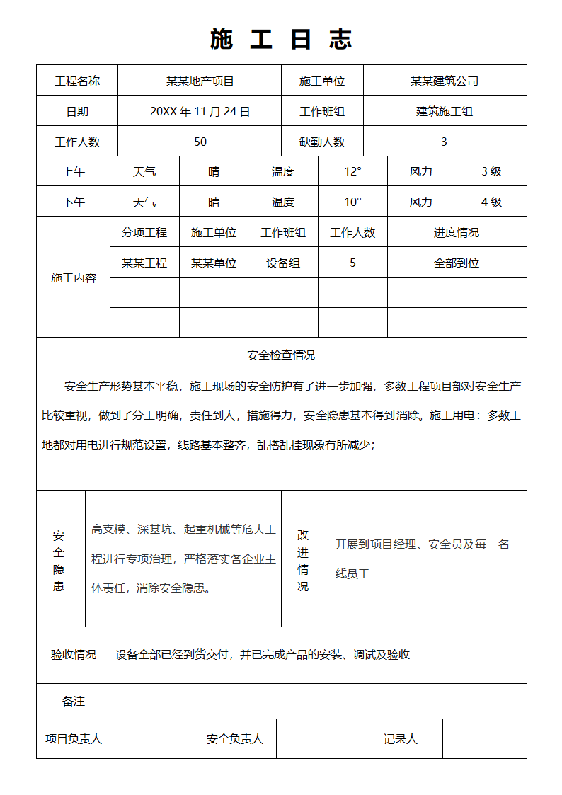 施工日志模板.docx第1页