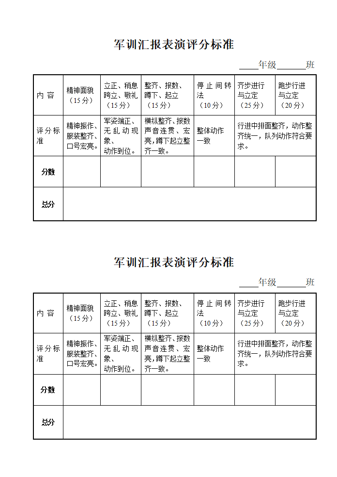 军训汇报表演评分标准.docx