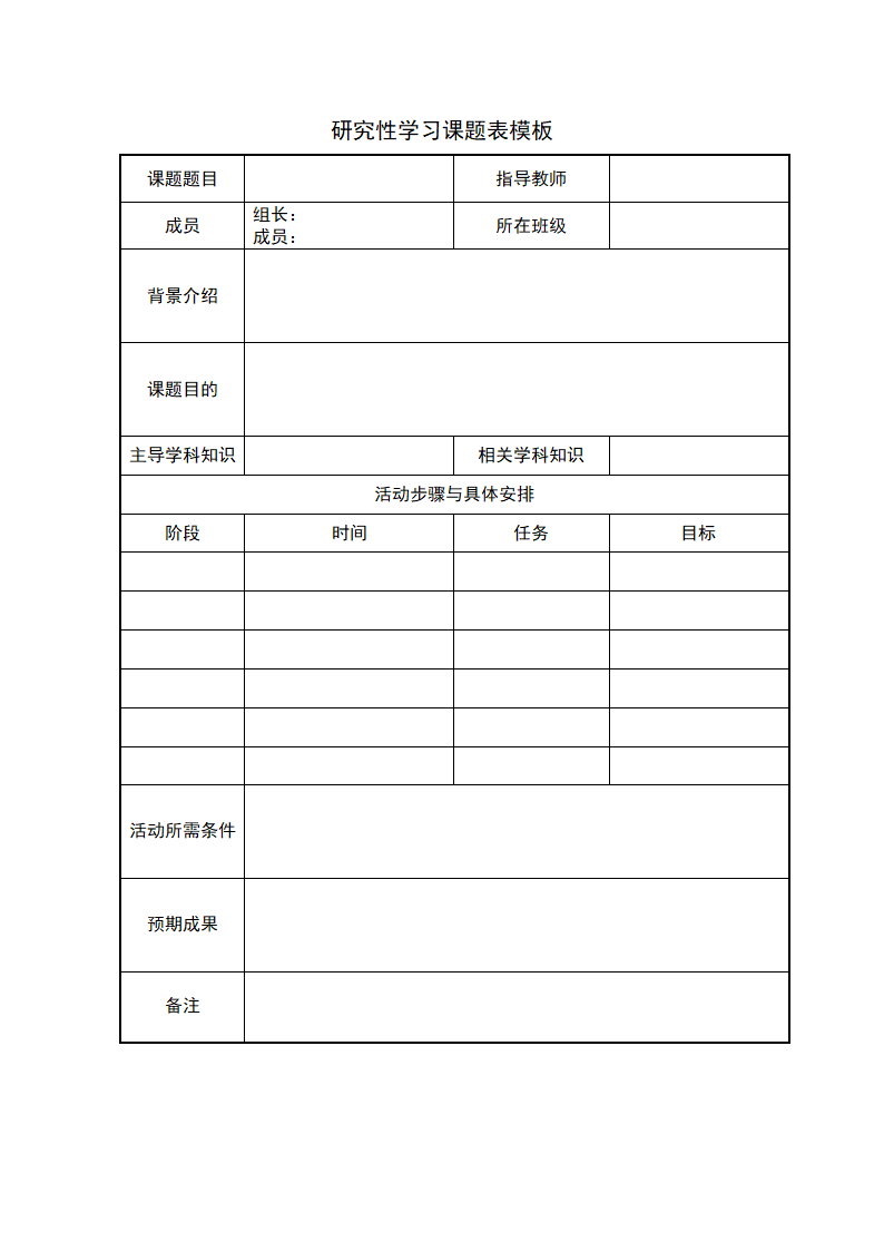 研究性学习课题表模板.doc第1页