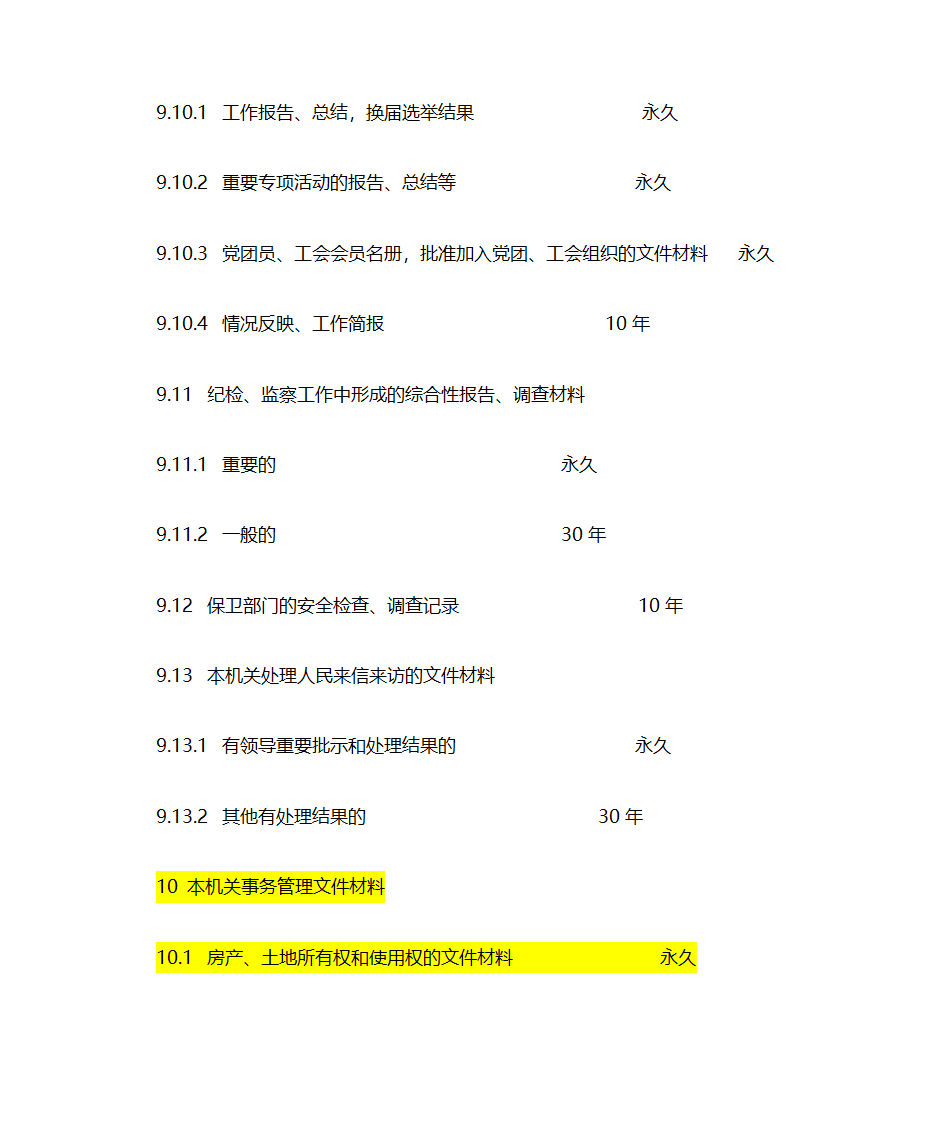 文书档案保管期限表第8页