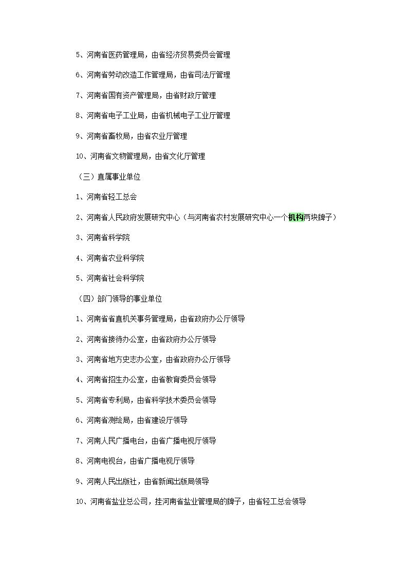 河南省省直党政机构设置名单(更新)第4页