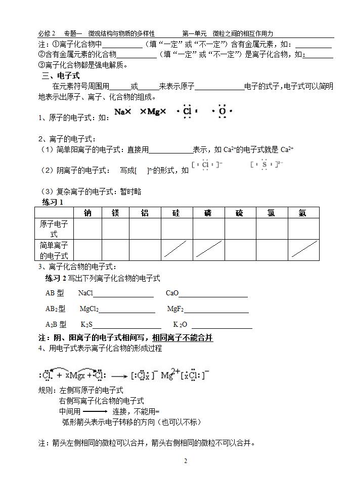 离子键 公开课学案第2页