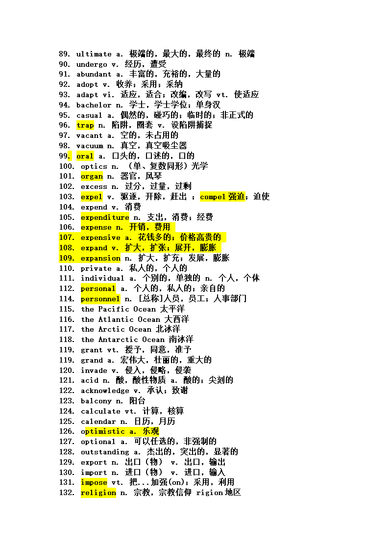 四级核心词汇高频词汇表(高手浓缩300词)第3页