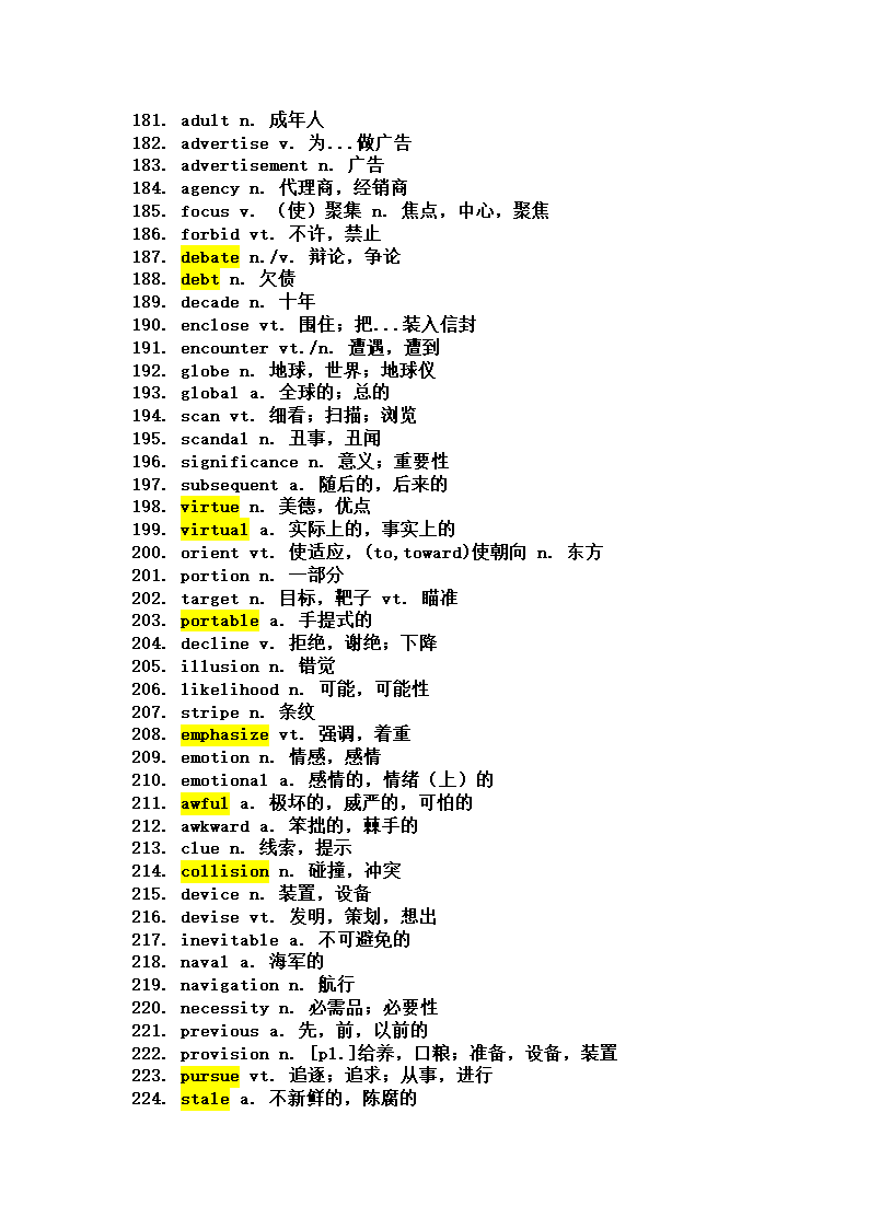 四级核心词汇高频词汇表(高手浓缩300词)第6页