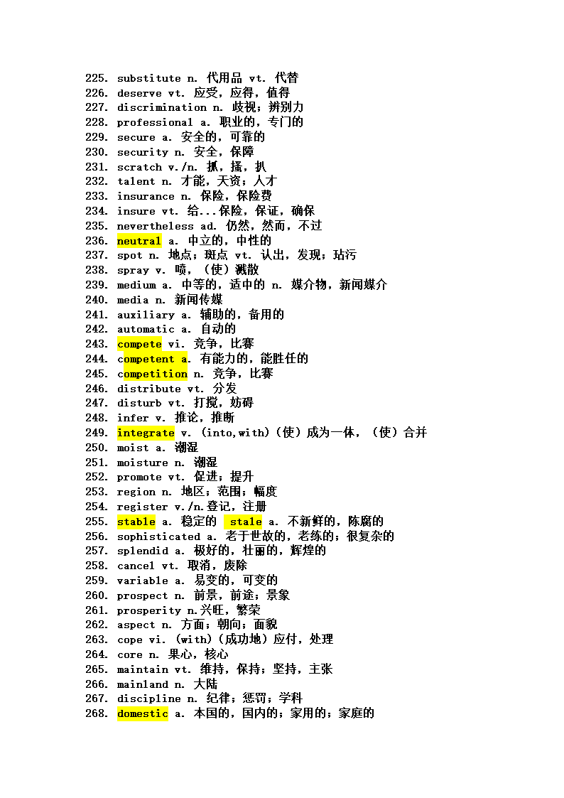 四级核心词汇高频词汇表(高手浓缩300词)第7页