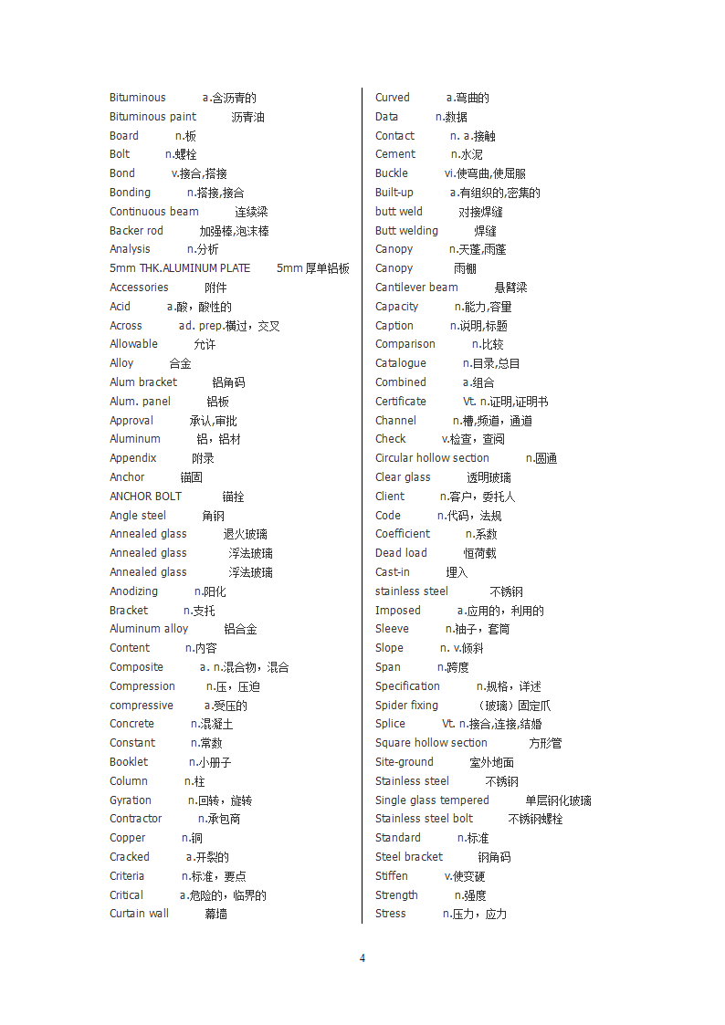 幕墙词汇第4页