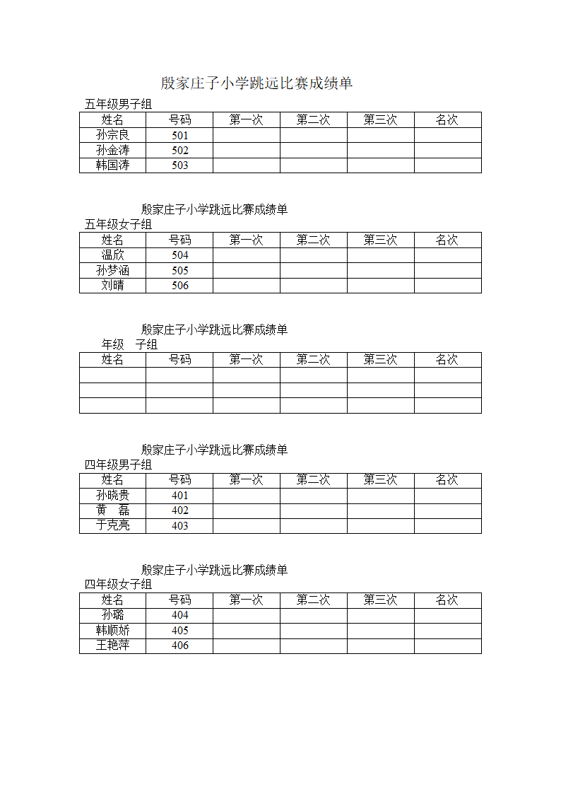 跳远比赛成绩单.第1页