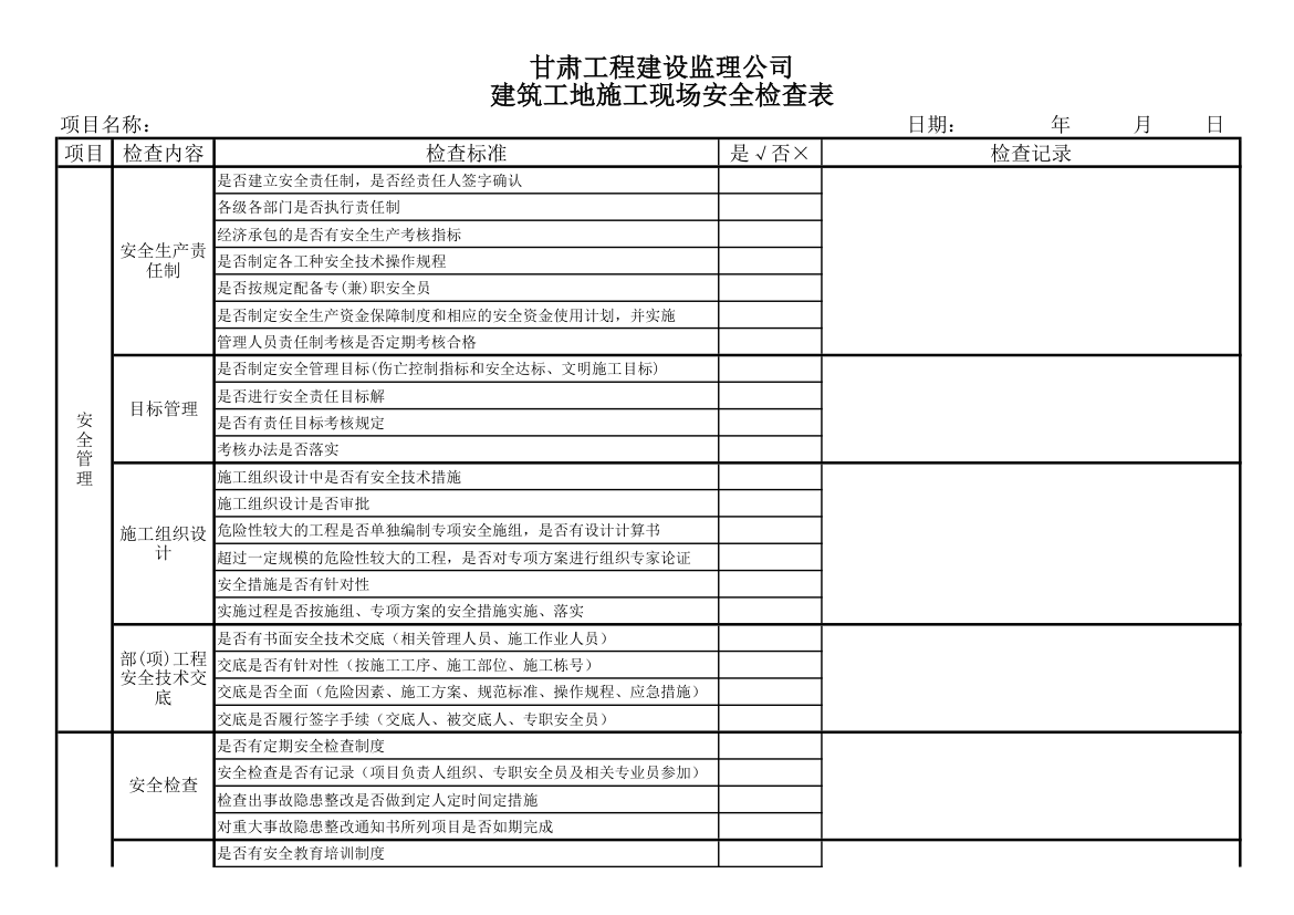 安全检查表第1页