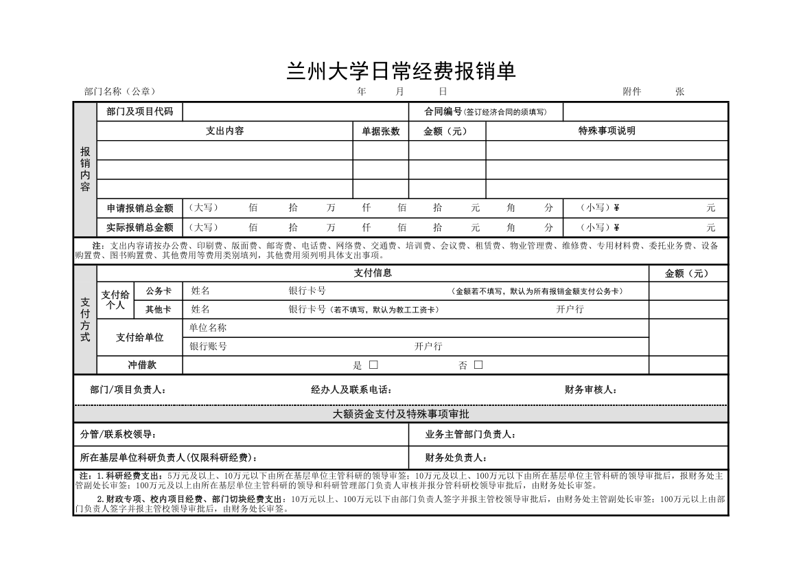 日常经费报销单第1页