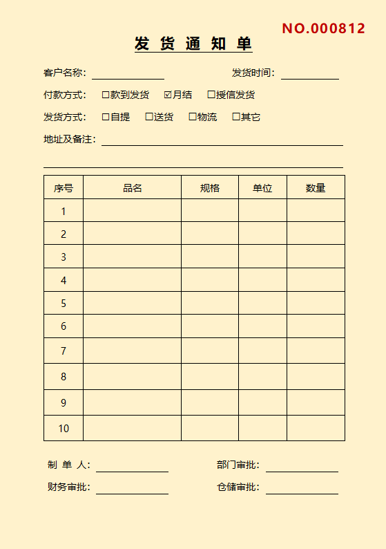 发货通知单发货明细单一式四份A5发货单通用模板.docx第3页