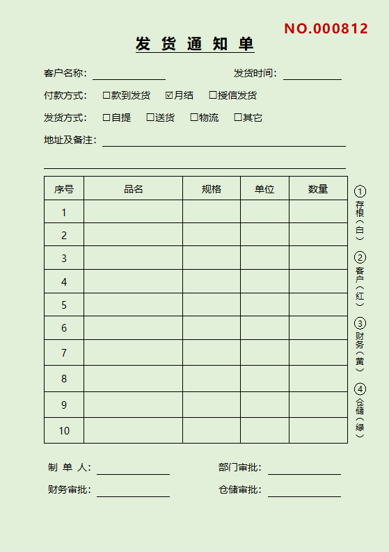 发货通知单发货明细单一式四份A5发货单通用模板.docx第4页