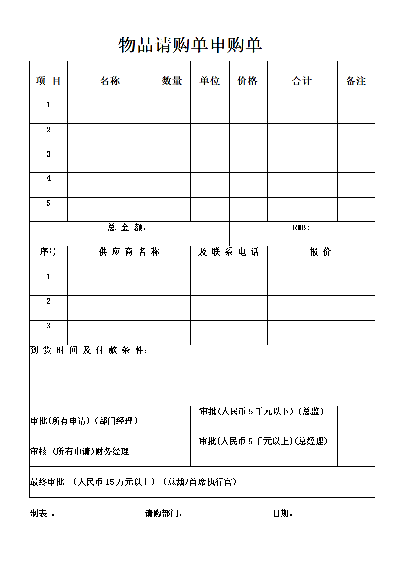 物品请购单申购单.docx第1页