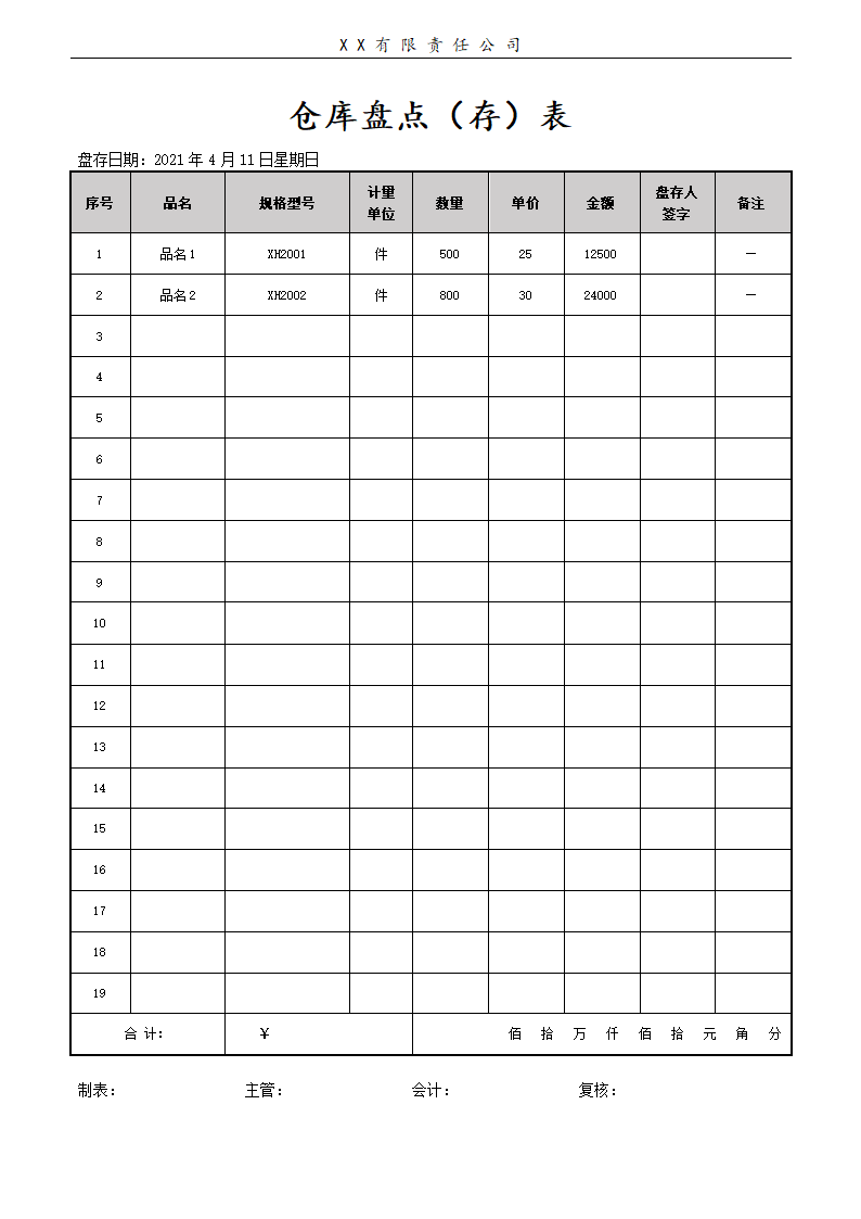 仓库盘点（存）表.docx