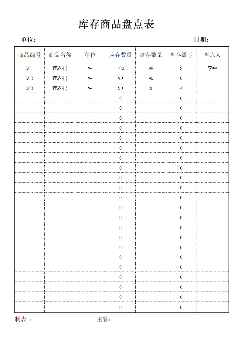 库存商品盘点表.docx第1页