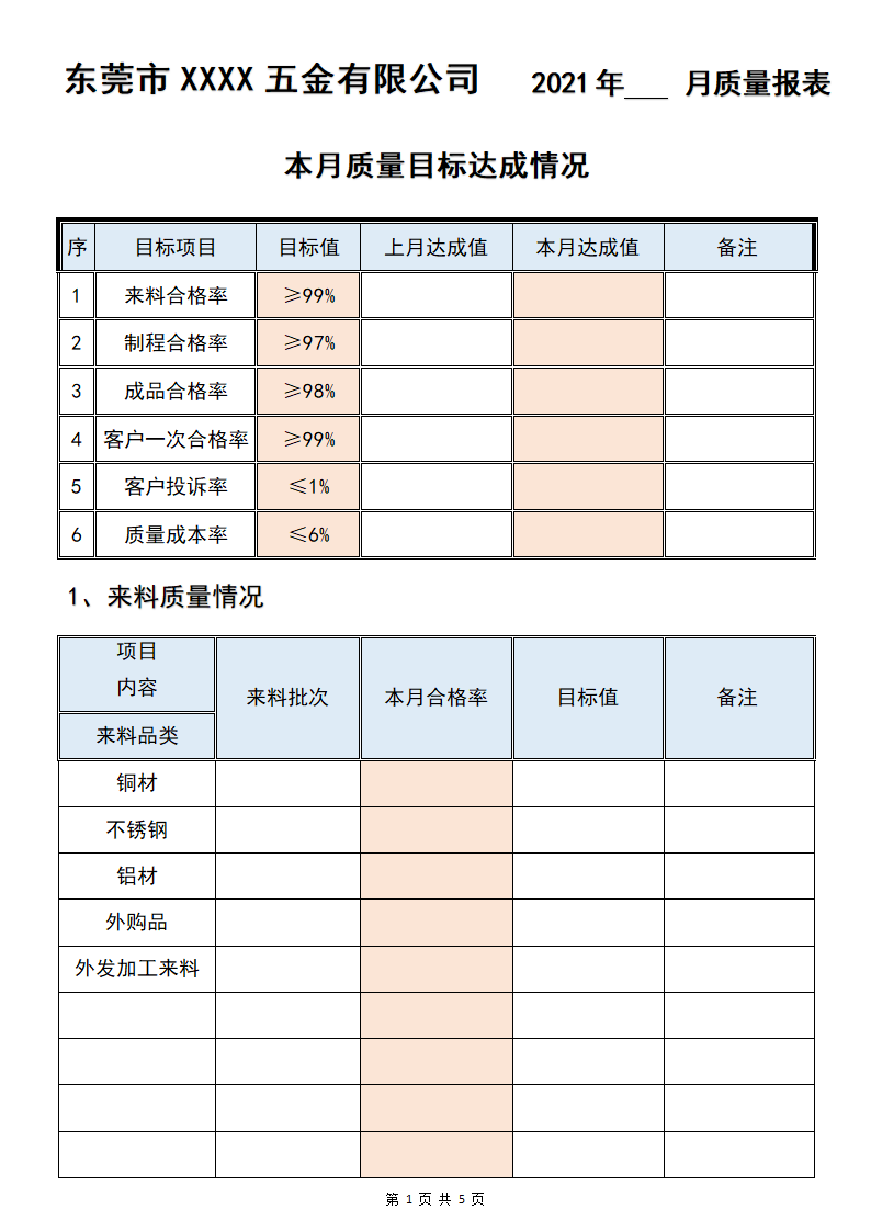 质量月报表.docx第1页