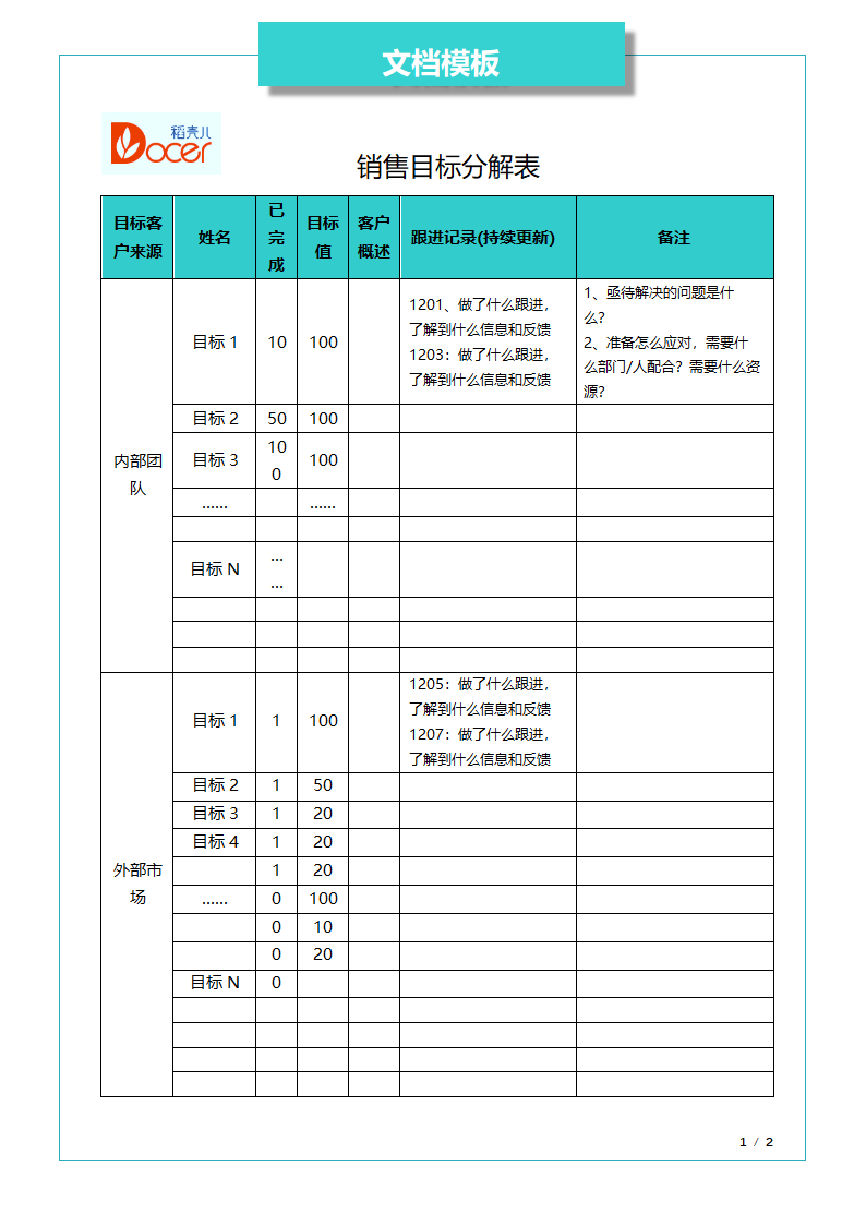 销售目标分解表.docx第1页