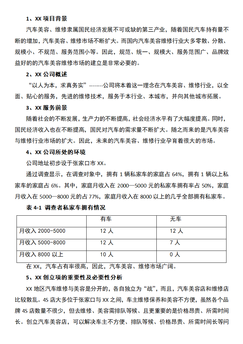 汽车美容维修店创业计划书.docx第2页