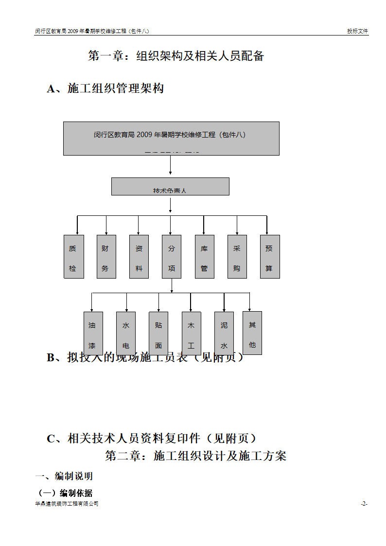 组织架构及施工组织计划等