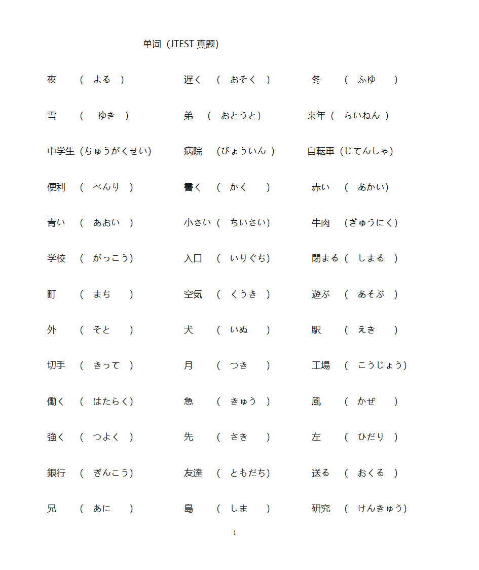 jtest单词训练答案