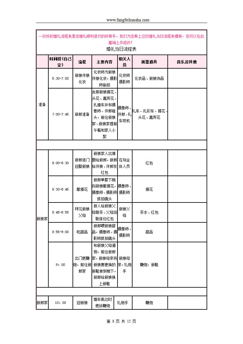 结婚待办事项计划表第8页