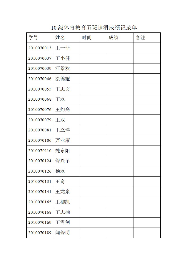 成绩单表格第1页