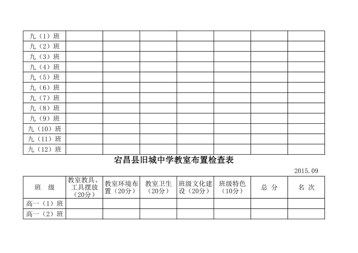 教室布置检查表第3页