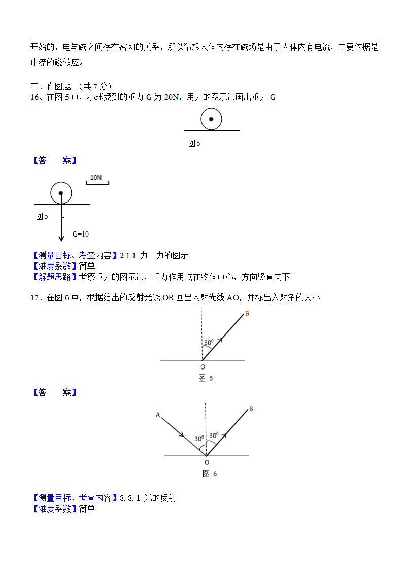 2017上海中考物理试卷分析第6页