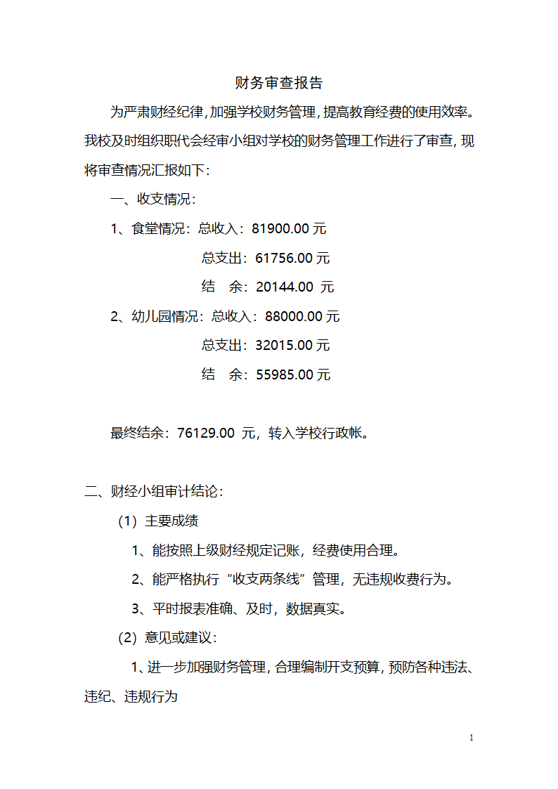 财务审查报告