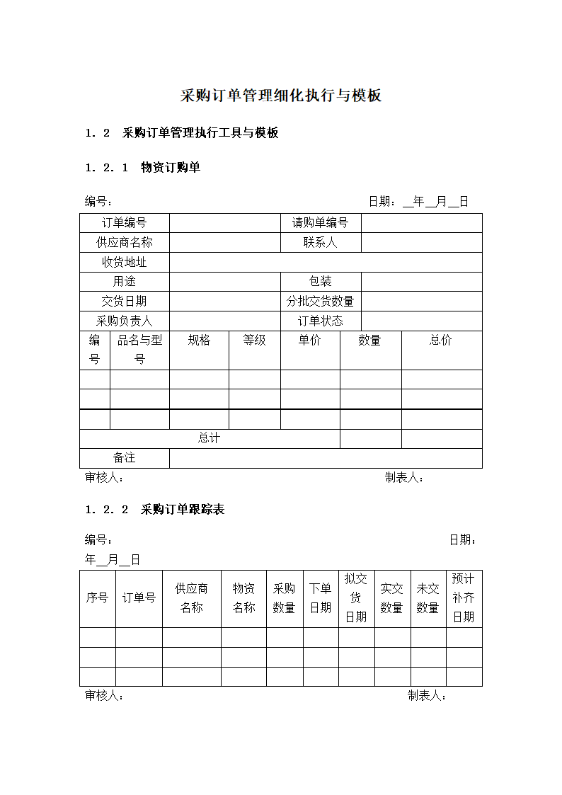 采购订单管理细化执行与模板.docx第1页