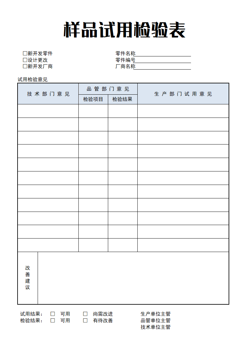 样品试用检验表.doc