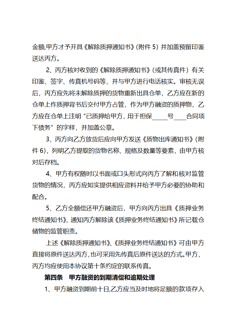 业务合作协议书(适用仓单质押）.docx第4页