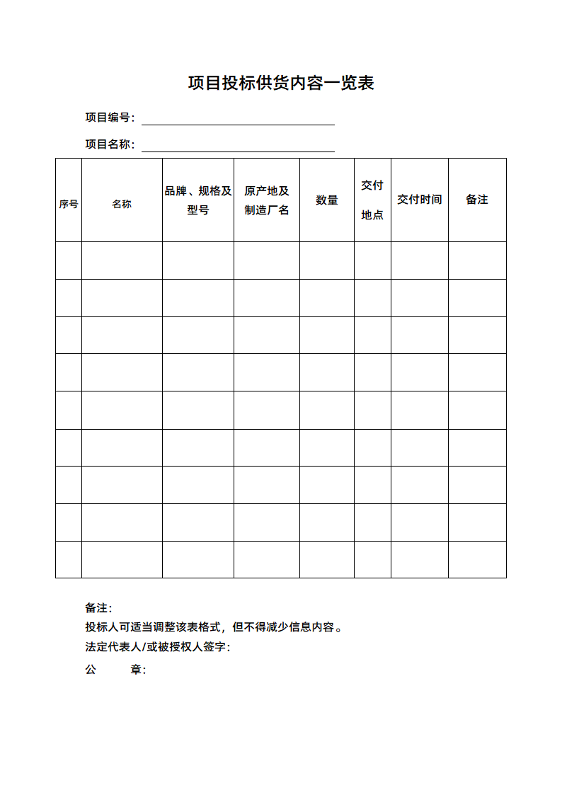 项目投标供货内容一览表.docx第1页