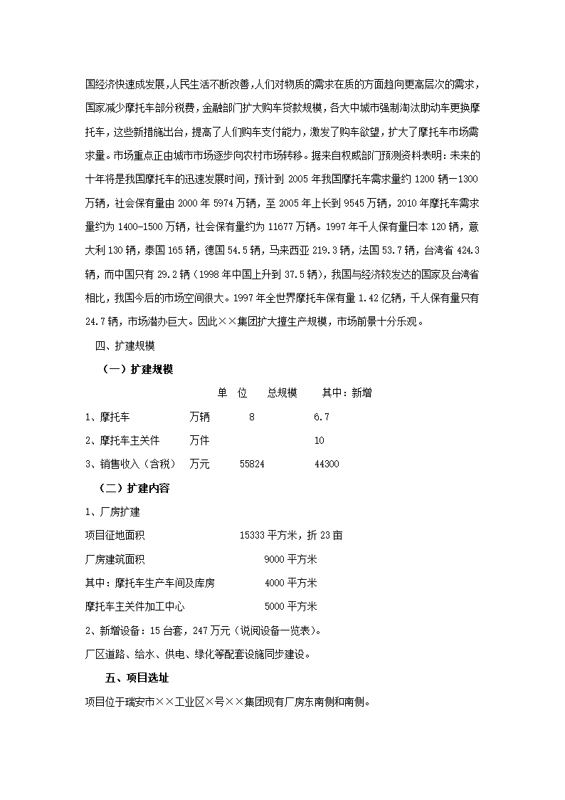 摩托车扩建工程项目建议书.docx第4页