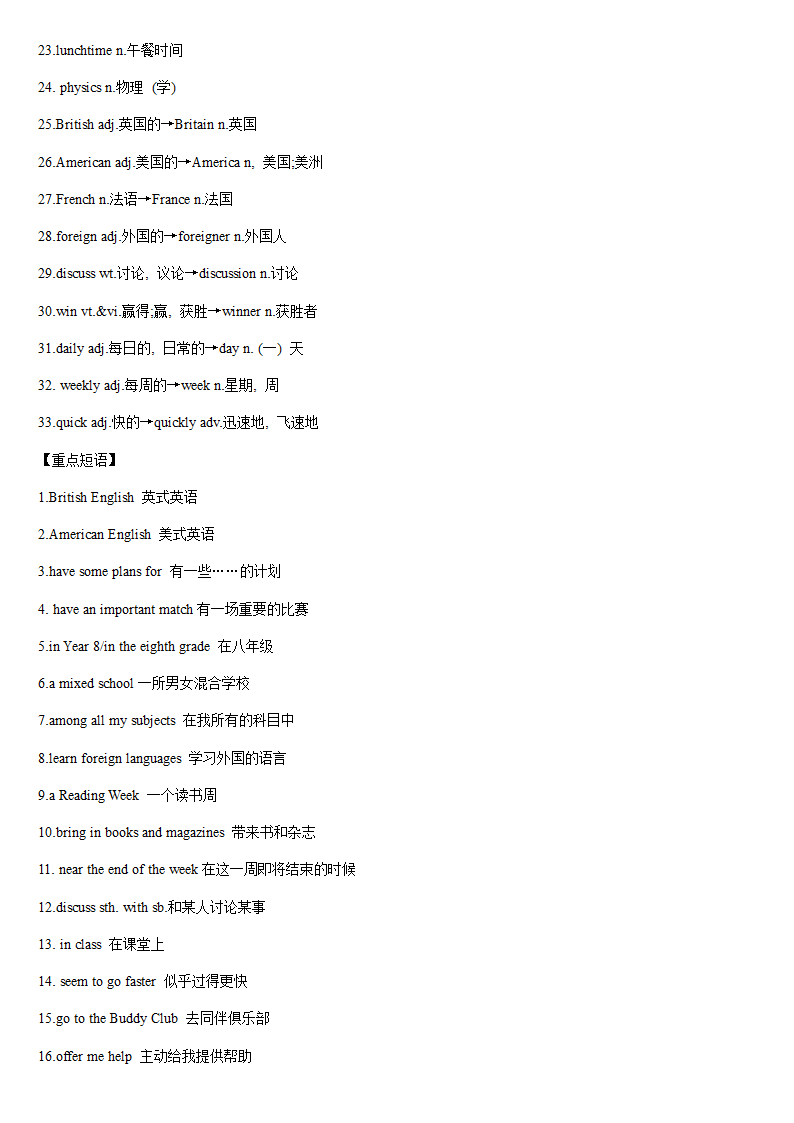 牛津译林版英语八年级上册 重点单词、短语、句型背诵归纳.doc第6页