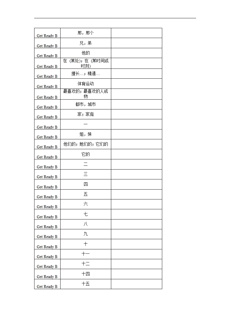 Get Ready 单词默写表2022-2023学年北师大版英语七年级上册（含答案）.doc第31页