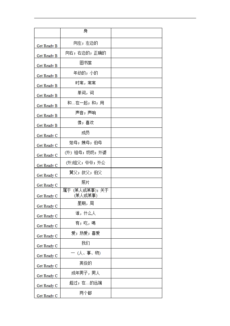 Get Ready 单词默写表2022-2023学年北师大版英语七年级上册（含答案）.doc第35页