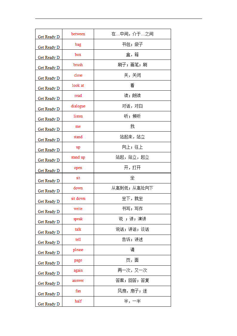 Get Ready 单词默写表2022-2023学年北师大版英语七年级上册（含答案）.doc第67页